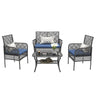 4 Pieces Rattan Wicker Chairs With Tempered Glass Table And Cushions