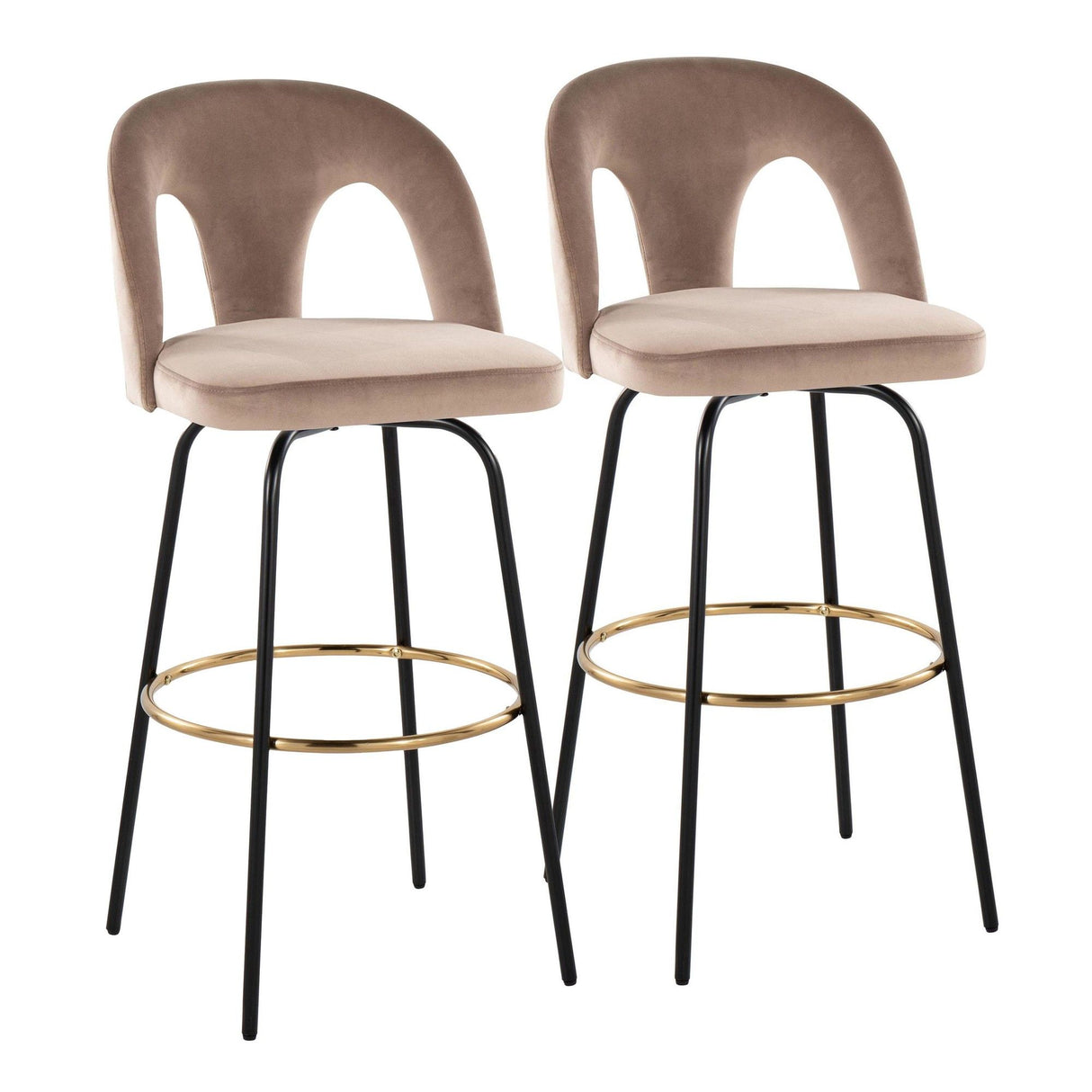 Ava - Upholstered Fixed-Height Barstool (Set of 2) - Black Base