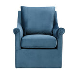 Swivel Chair With Curved Arms And Straight Back - Blue