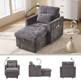 Multifunctional Chenille Recliner Sofa With Storage And Phone Bracket