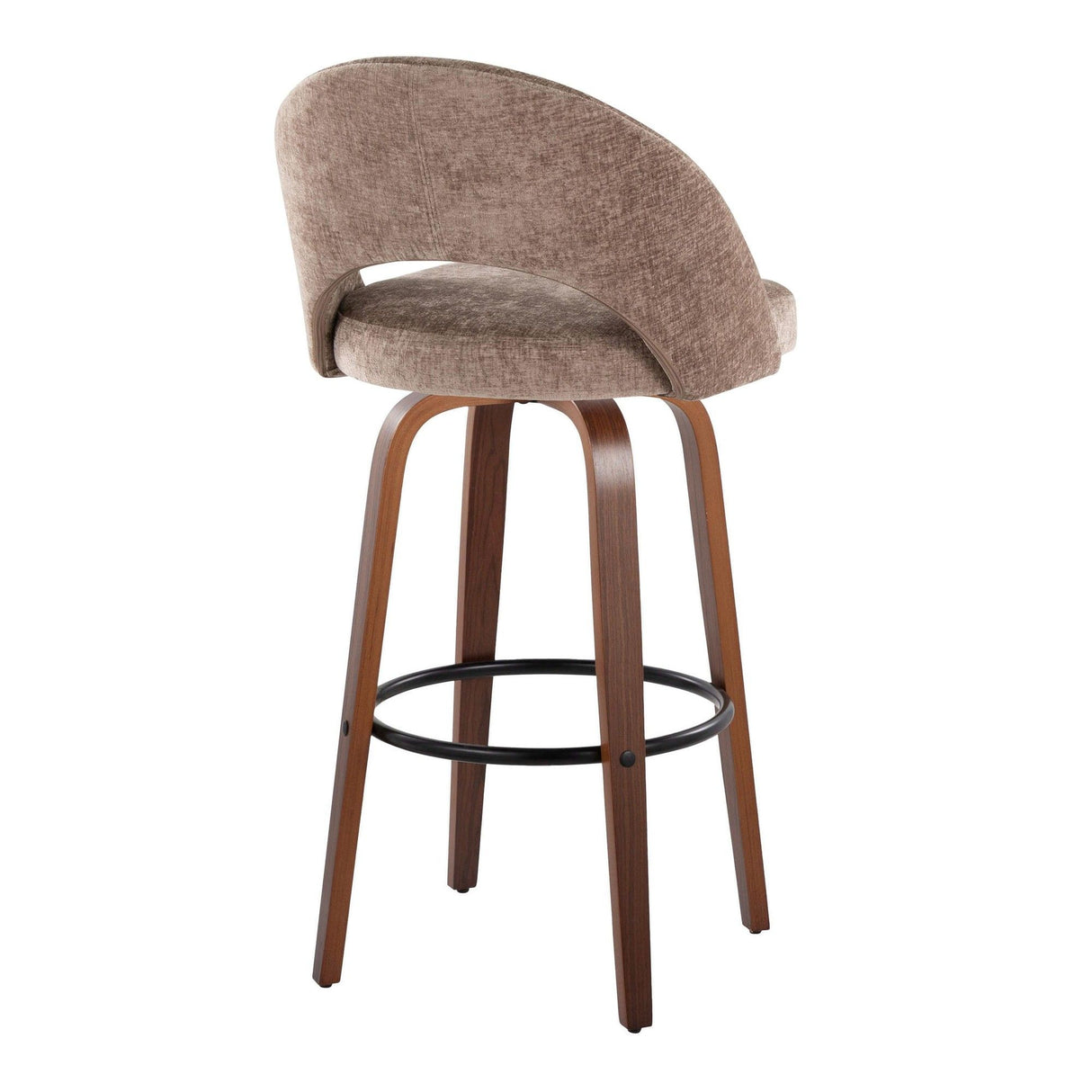Renee - Upholstered Fixed-Height Barstool (Set of 2) - Walnut Wood Base