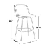 Toriano - Fixed-Height Counter Stool (Set of 2) - Black Metal, Cream Faux Leather, Gold Metal