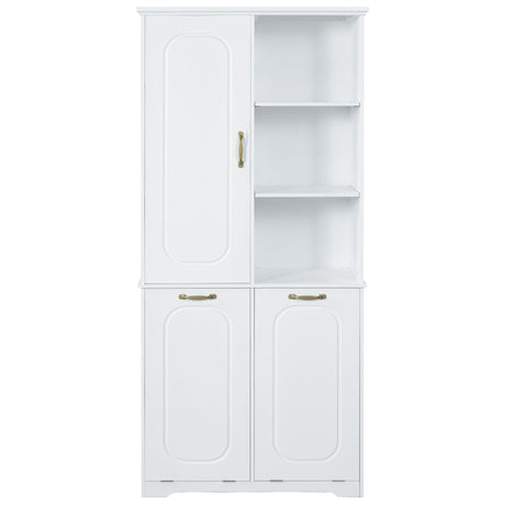 Freestanding Tall Storage Cabinet With 2 Tilt Out Hampers