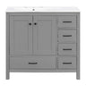 Bathroom Vanity With Ceramic Sink Combo, Abundant Storage Cabinet 2 Soft Close Doors And 5 Drawers