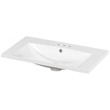 Single Bathroom Basin Sink, Vanity Top Only With 3 Faucet Holes