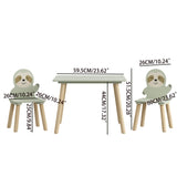 Sloth Themed Table And Chair Set With 2 Cute Animal Chairs - Natural Wood / Sage Green