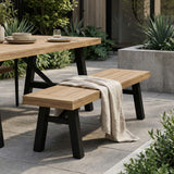 Outdoor Bench With Slat Panel Design And Acacia Wood Frame