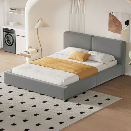 Upholstered Platform Bed, Grounded Bed With Solid Frame