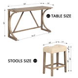 Bar Table Set With 3 Padded Stools