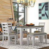 6 Piece Dining Set With 4 Upholstered Chairs & Bench - Brown / Whitewash