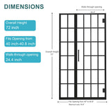 Frameless Pivot Shower Door With Pattern Glass, Open Entry Design