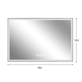 Modern LED Bathroom Vanity Mirror With Aluminum Frame, 45° Beveled Lights, Anti Fog - Silver
