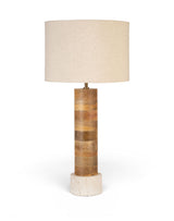 Orenda - Mango Wood Base And Linen Textured Fabric Shade Table Lamp - Travertine / Natural