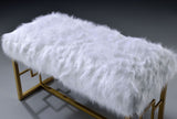 Bagley II - Bench Faux Fur - White / Gold