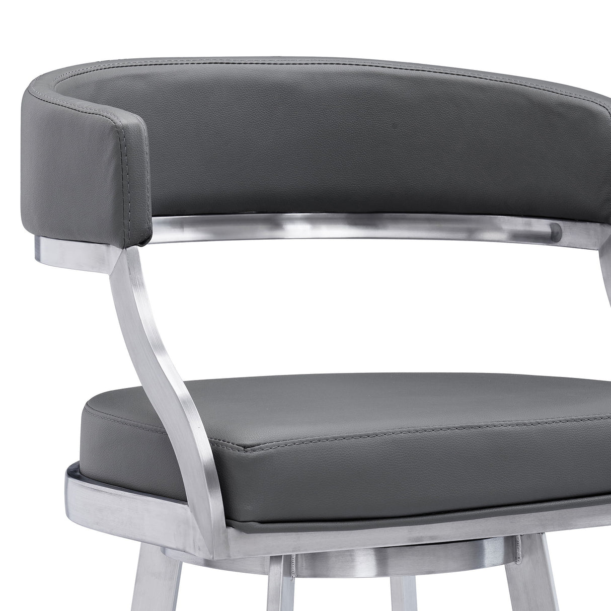 Dione - Swivel Faux Leather And Brushed Stainless Steel Bar Stool