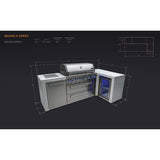 Mont Alpi Deluxe Series 8 Ft L-Shaped Propane Outdoor Kitchen Island w/ Side Burner & Fridge - MAi805-D90FC