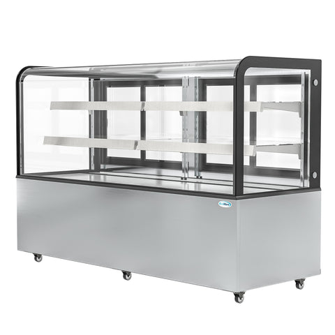 71 in. Dry Bakery Display Case with Front Curved Glass Protection, 20 cu ft. BDC-20C.