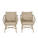 Bruce - Outdoor Club Chair Set With Water Resistant Cushions Rattan And Iron - Brown