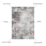 Toucan - 5' X 7' Washable Non - Slip Area Rug - Ivory / Dark Gray