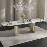Cora - Dining Table - Ceramic Top & Golden Champange