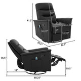 Manual Recliner Chair With 8 Point Massage And Swivel Function