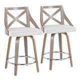 Charlotte - Farmhouse Fixed-Height Swivel Counter Stool (Set of 2)