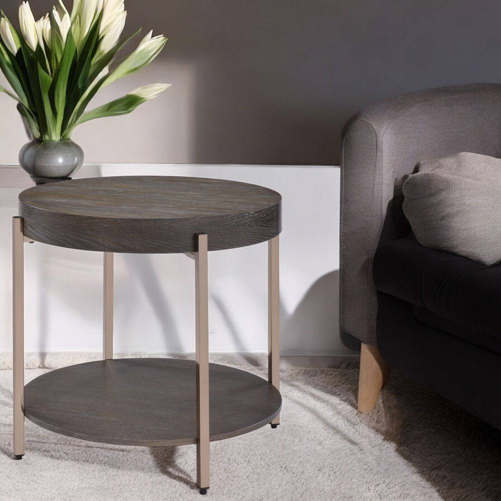 Weyton - End Table - Light Brown & Champagne
