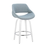 Cinch - Contemporary Fixed-Height Swivel Counter Stool (Set of 2) - White Wood And Chrome