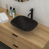 Artistic Tempered Glass Vessel Sink With Faucet And Pop Up Drain - Matte Black