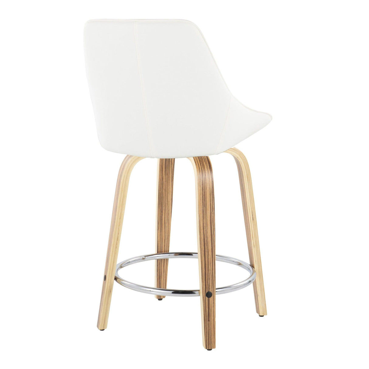 Diana - 24" Fixed-Height Counter Stool With Swivel And Round Chrome Metal Footrest (Set of 2) - Zebra Wood