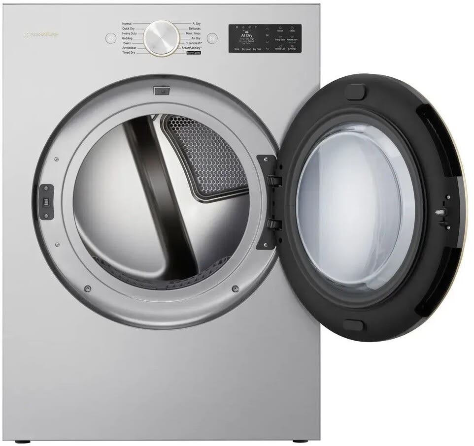 LG SIGNATURE DLGX9701P Gas Dryer angled view