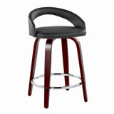 Grotto - Upholstered Fixed-Height Counter Stool With Mahogany Wood Base (Set of 2)