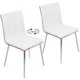 Mason - Contemporary Swivel Dining / Accent Chair (Set of 2) - Stainless Steel, Walnut Wood
