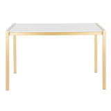 Fuji - Modern / Glam Dining Table - Gold Metal With White Marble Top