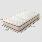 6" Medium Feel Comfort Foam Mattress With Textured Quilted Cover - White - Twin
