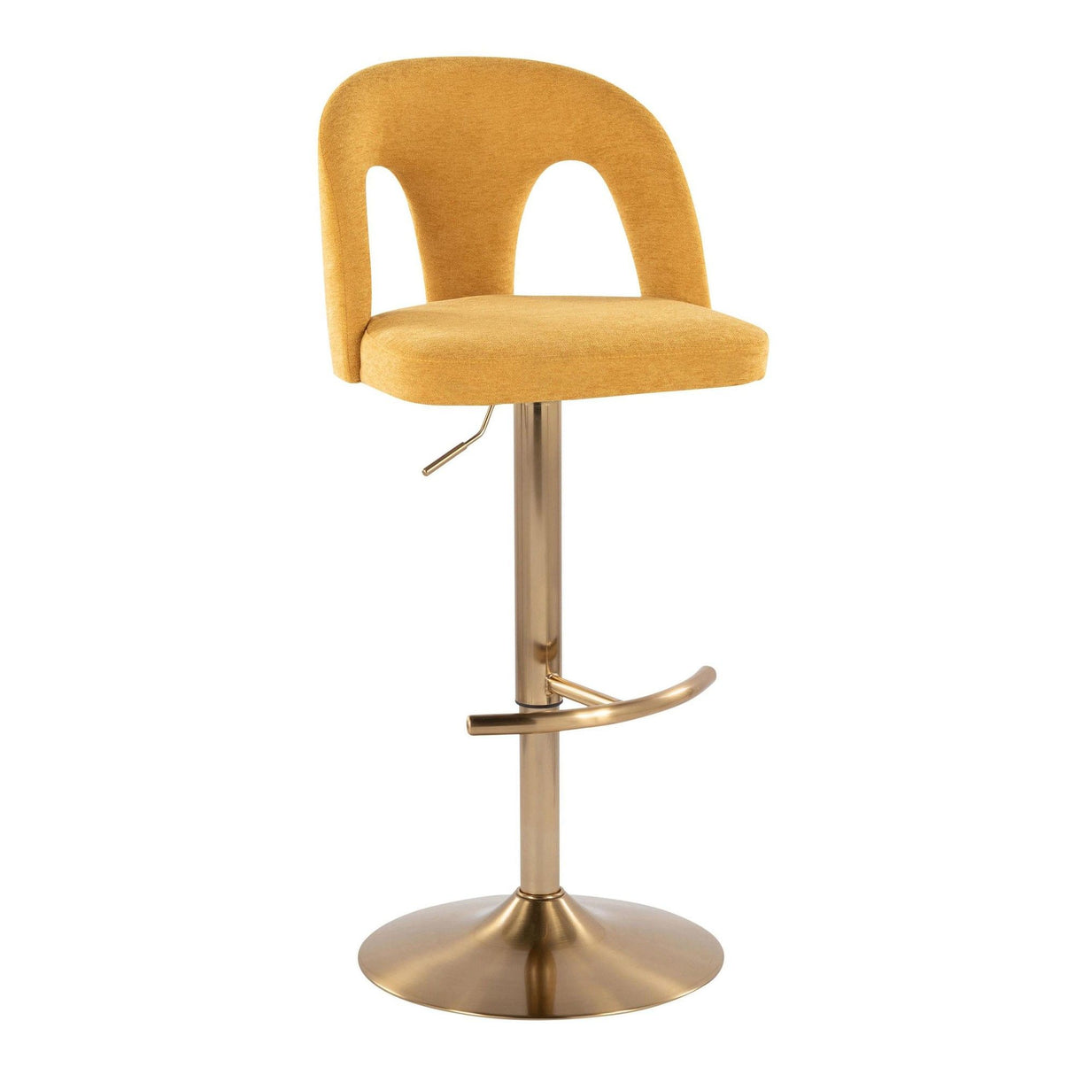 Ava - Upholstered Adjustable Barstool (Set of 2) - Gold Base