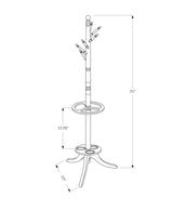 Free Standing Coat Rack 6 Hooks For Entryway With Umbrella Holder - Cherry