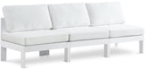 Nizuc - Outdoor Patio 3 Seat Armless Modular Sofa With White Frame