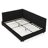 Mid-Century Storage Upholstered Tufted Bed Frame With Backrest And Armrests