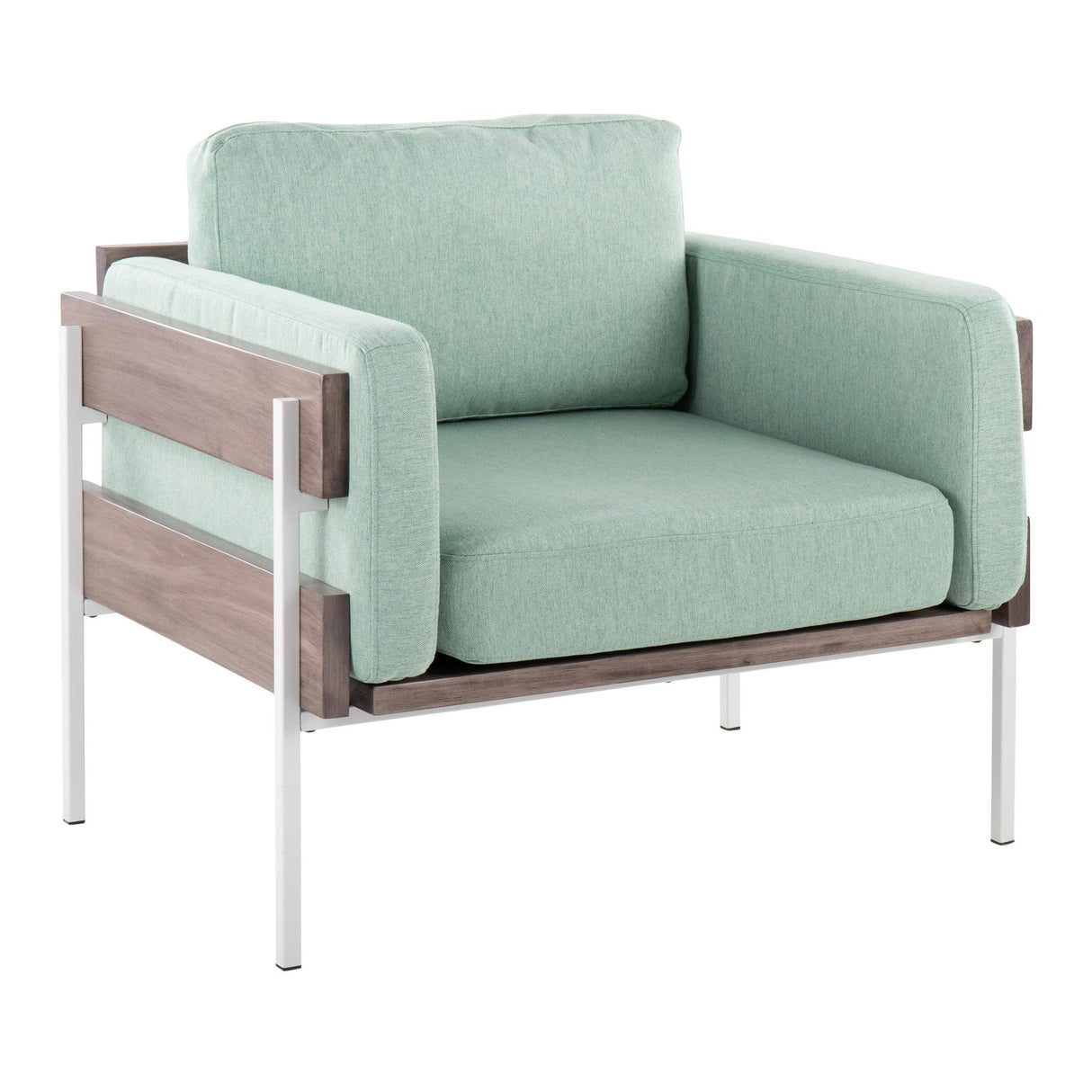 Kari - Farmhouse Accent Chair - White Metal, Gray Wood