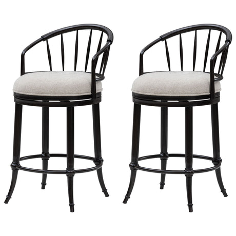 Luther - Commercial Grade Steel Frame Fabric Upholstered Swivel Counter Height Barstool