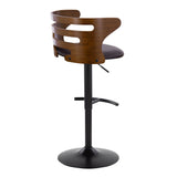 Cosi - Adjustable Barstool (Set of 2) - Black Base, Walnut Backrest