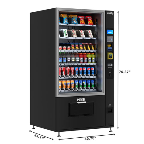 Refrigerated Snack and Drink Vending Machine with 60 Slots, Credit Card Reader and Coin/Bill Acceptor in Black (KM-VMR-40-BCR)
