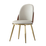 Modern Dining Chairs (Set of 2) With Gold Metal Legs - Beige