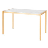 Fuji - Modern / Glam Dining Table - Gold Metal With White Marble Top
