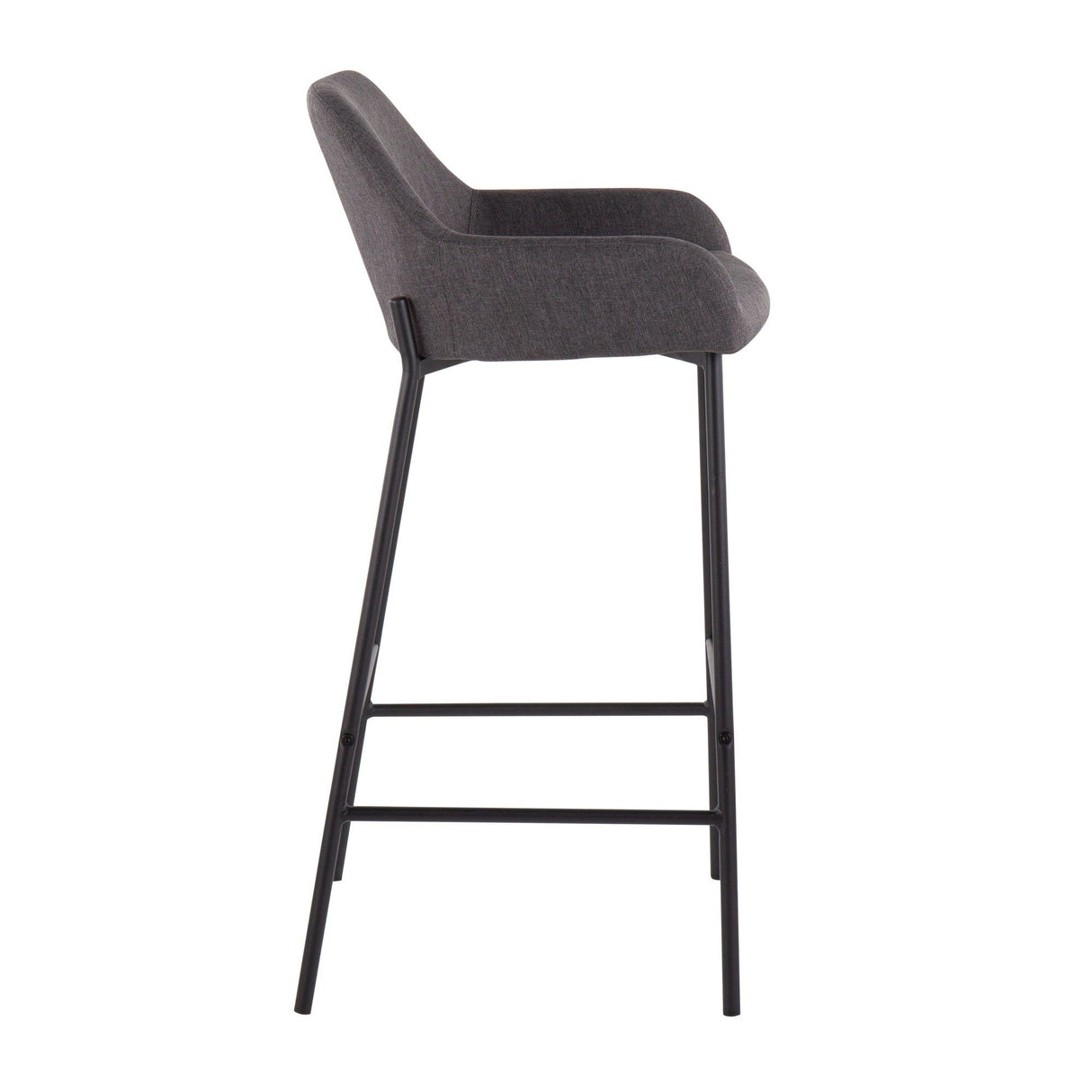 Daniella - Fixed-Height Bar Stool (Set of 2) - Black Metal And Charcoal Fabric