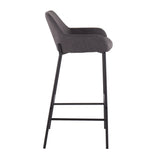Daniella - Fixed-Height Bar Stool (Set of 2) - Black Metal And Charcoal Fabric