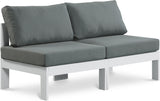 Nizuc - Outdoor Patio 2 Seat Armless Modular Sofa With White Frame