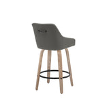 Hannah - Fixed-Height Counter Stool With Swivel And Round Black Metal Footrest (Set of 2) - Whitewashed Wood