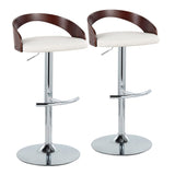 Grotto - Adjustable Barstool - Chrome Metal, Mahogany Wood